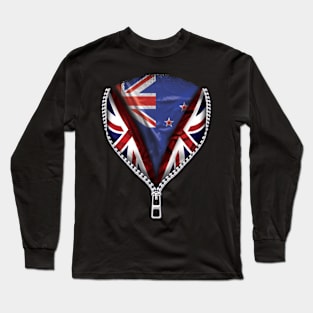 New Zealander Flag  New Zealand Flag zipped British Flag - Gift for New Zealander From New Zealand Long Sleeve T-Shirt